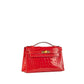 Hermès Kelly Pochette in Rouge de Coeur Shiny Alligator with Gold Hardware