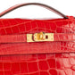 Hermès Kelly Pochette in Rouge de Coeur Shiny Alligator with Gold Hardware