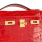 Hermès Kelly Pochette in Rouge de Coeur Shiny Alligator with Gold Hardware