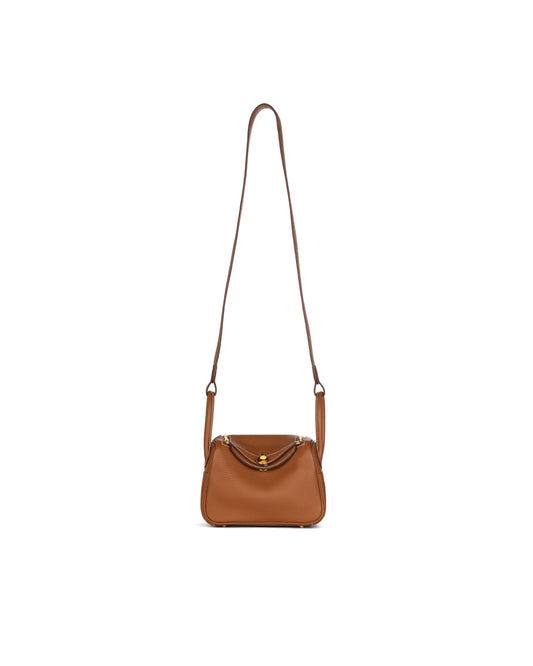 Mini Lindy Taurillon Clemence in Gold with Gold Hardware