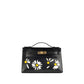 Hermès Kelly Pochette Daisy in Black Box Leather with White & Jaune Chèvre Inlay and Gold Hardware