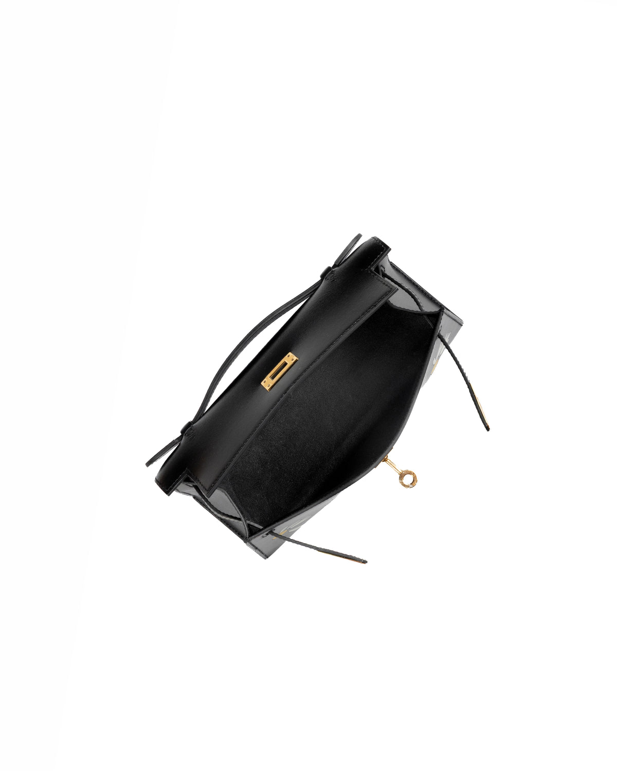 Hermès Kelly Pochette Daisy in Black Box Leather with White & Jaune Chèvre Inlay and Gold Hardware