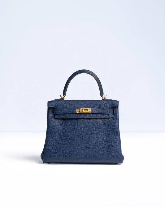 (Preloved) Kelly 25 Bleu Nuit Togo with Gold Hardware