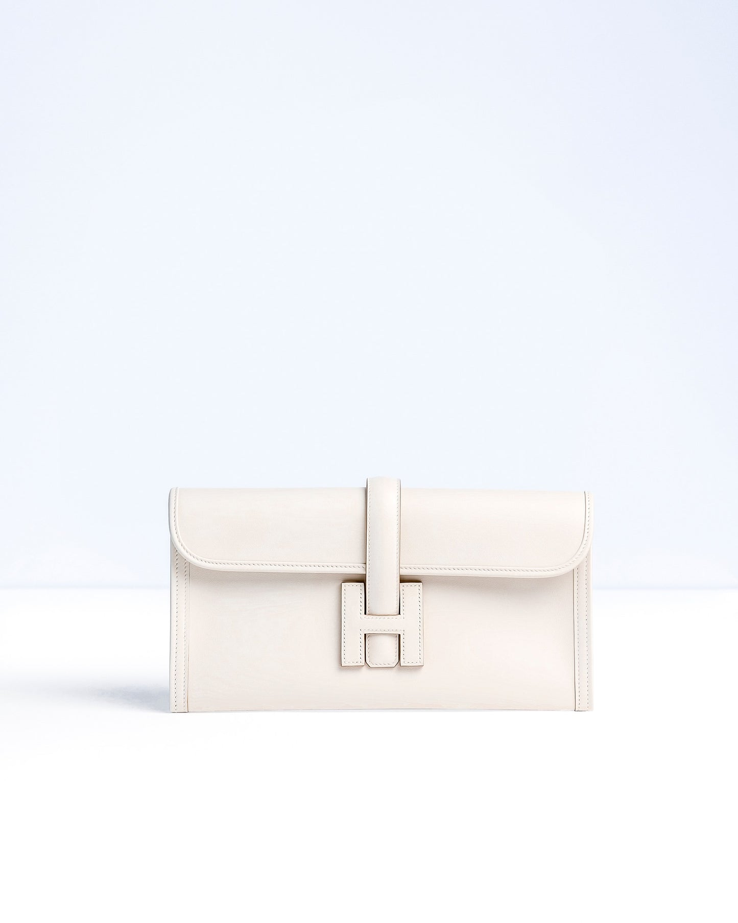 Hermès Jige Clutch Gris Pale in Swift Leather