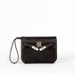 Kelly Depeches 25 Black in Toile Canvas and Togo Leather with Palladium Hardware