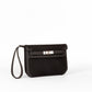 Kelly Depeches 25 Black in Toile Canvas and Togo Leather with Palladium Hardware
