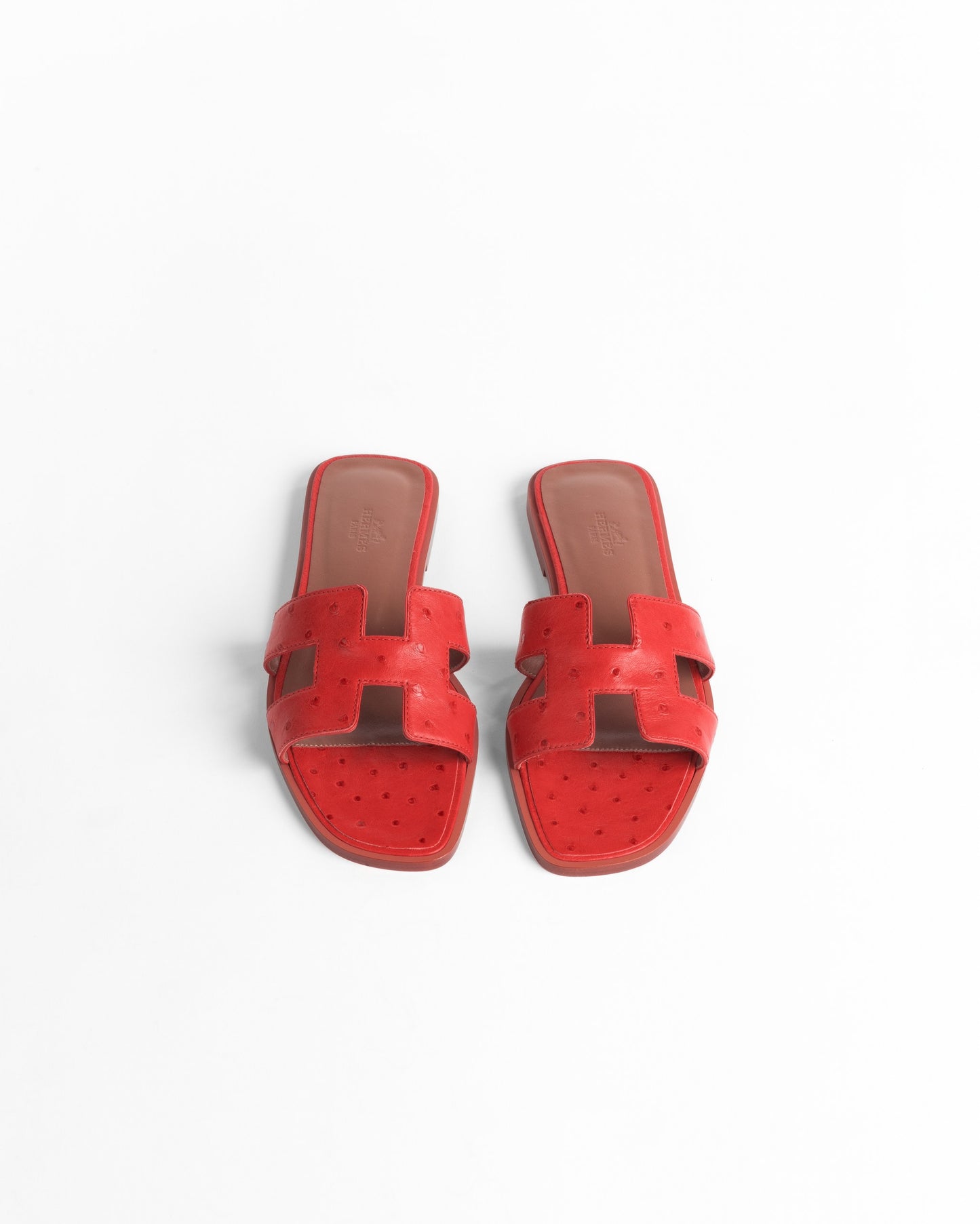 Oran Sandal in Red Ostrich Leather