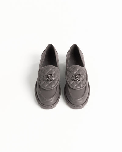 Chanel CC Turn-lock Quilted Loafers