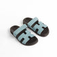 Chypre Sandal Femme Bleu Mineral in Suede leather