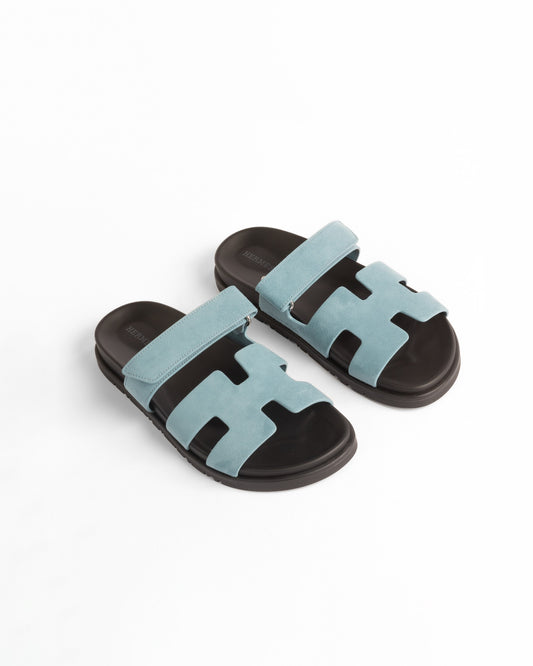 Chypre Sandal Femme Bleu Mineral in Suede leather