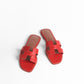 Oran Sandal in Red Ostrich Leather