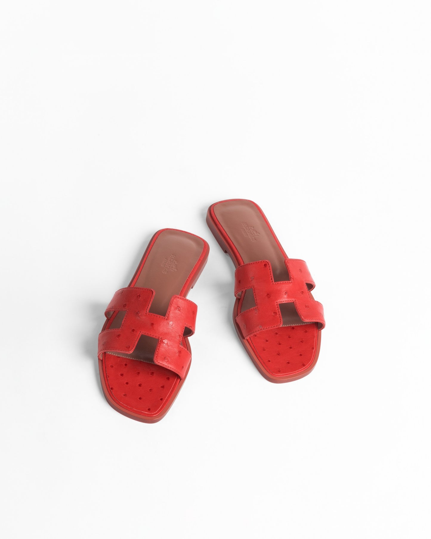 Oran Sandal in Red Ostrich Leather