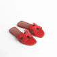 Oran Sandal in Red Ostrich Leather
