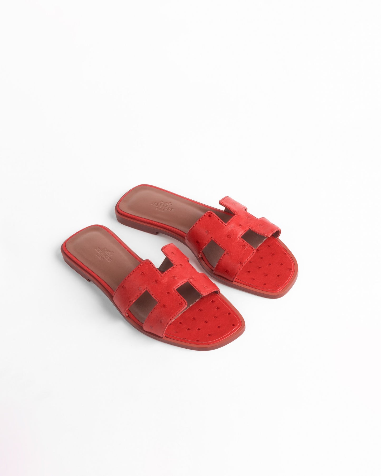 Oran Sandal in Red Ostrich Leather