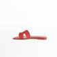 Oran Sandal in Red Ostrich Leather