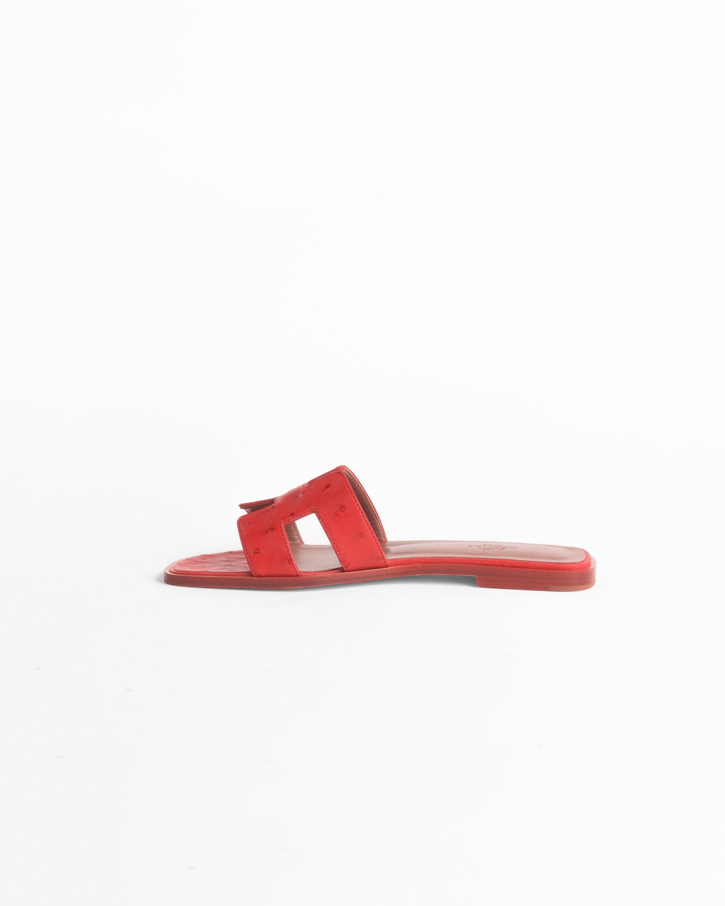 Oran Sandal in Red Ostrich Leather