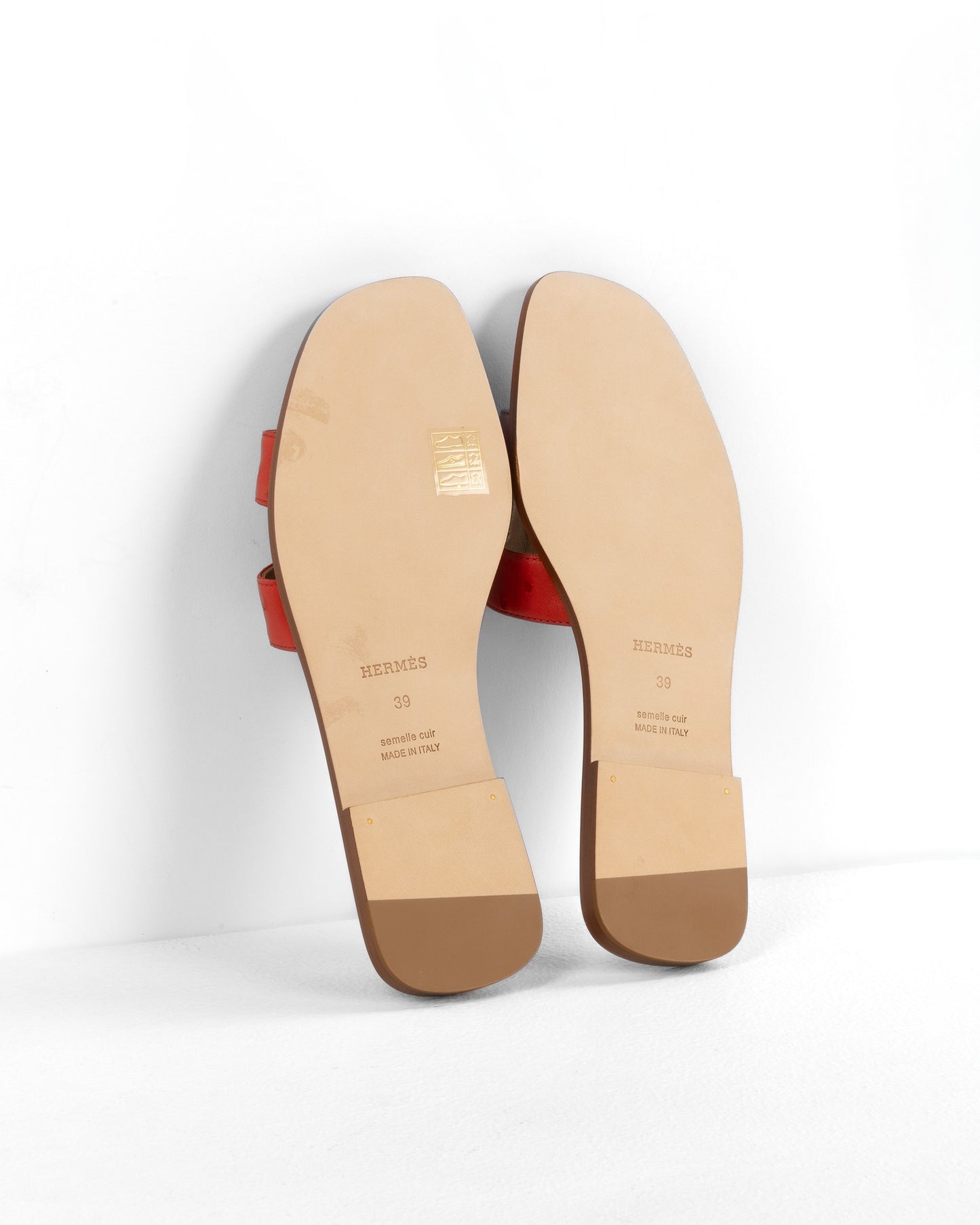 Oran Sandal in Red Ostrich Leather