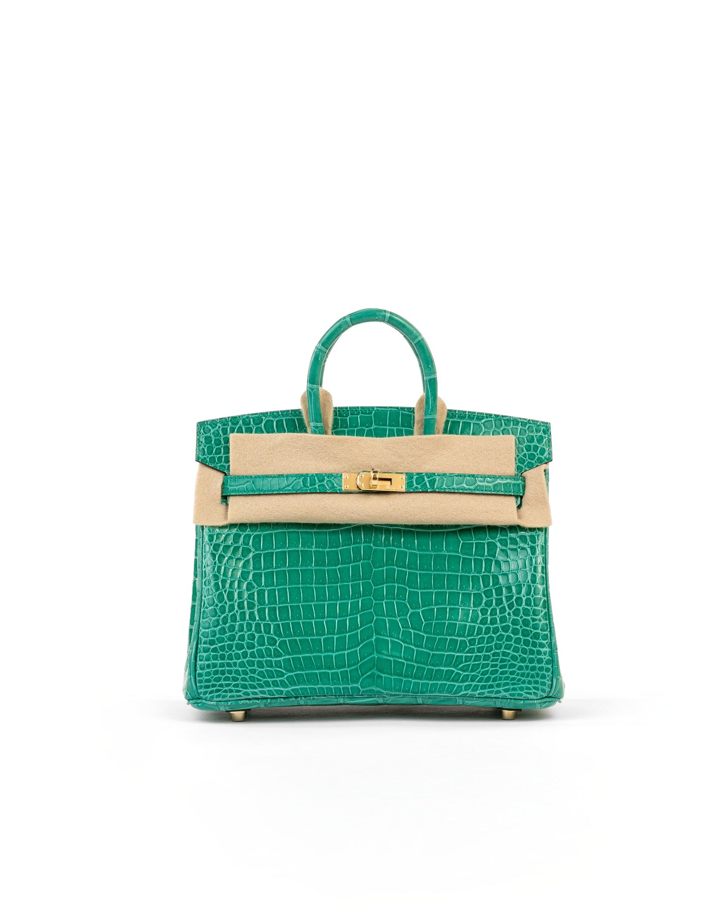 Birkin 25cm Vert Jade Crocodile Porosus with Gold Hardware