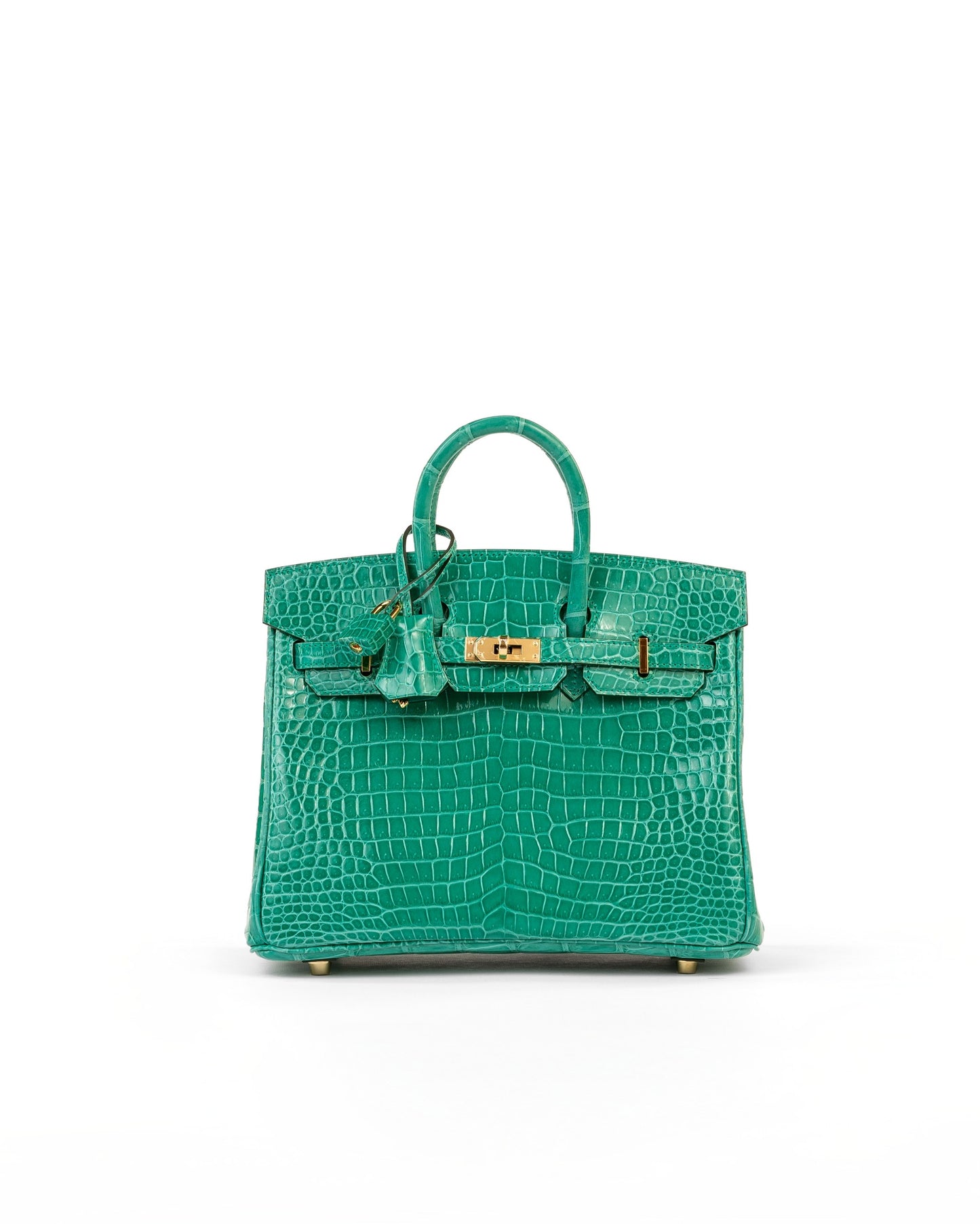 Birkin 25cm Vert Jade Crocodile Porosus with Gold Hardware