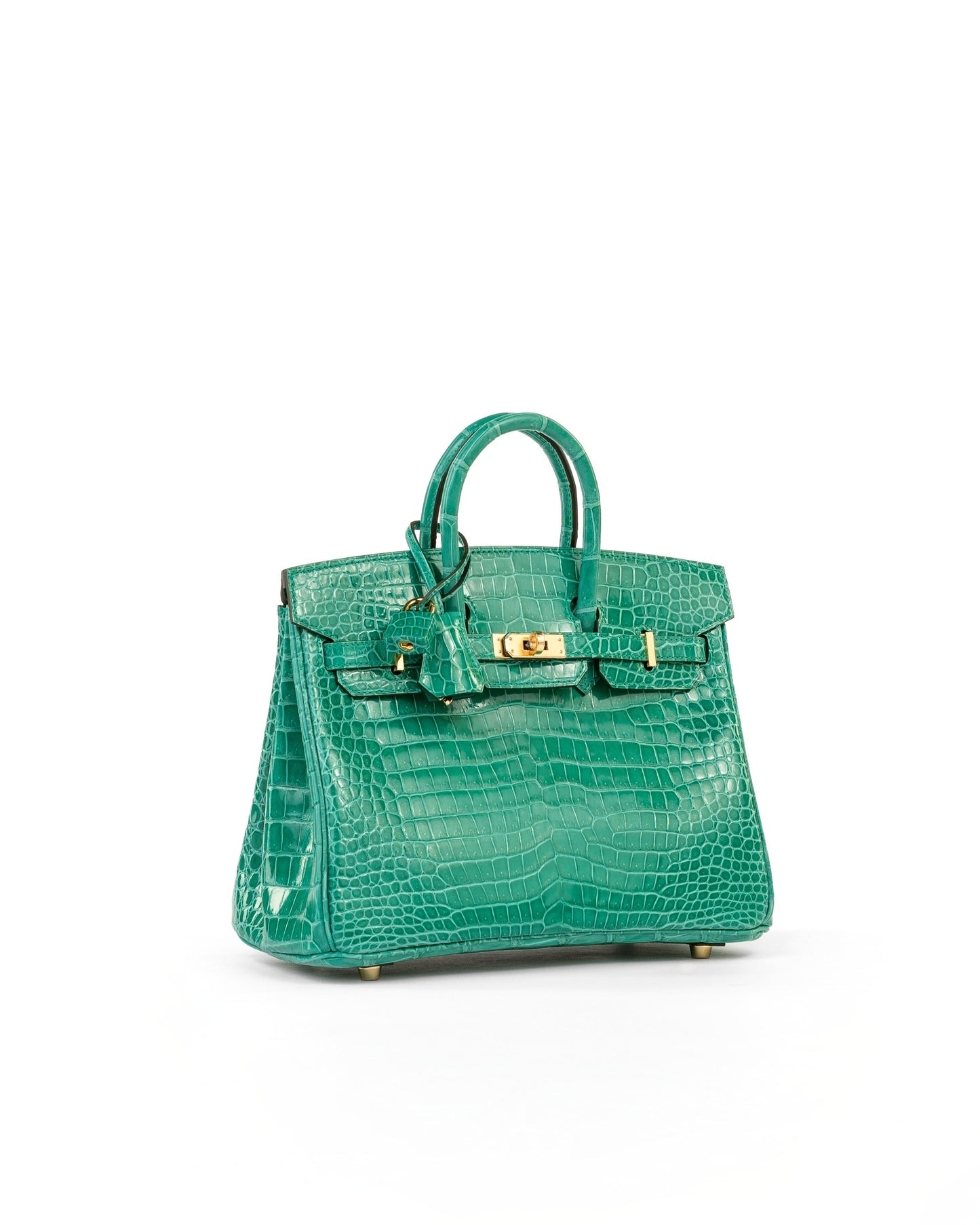 Birkin 25cm Vert Jade Crocodile Porosus with Gold Hardware