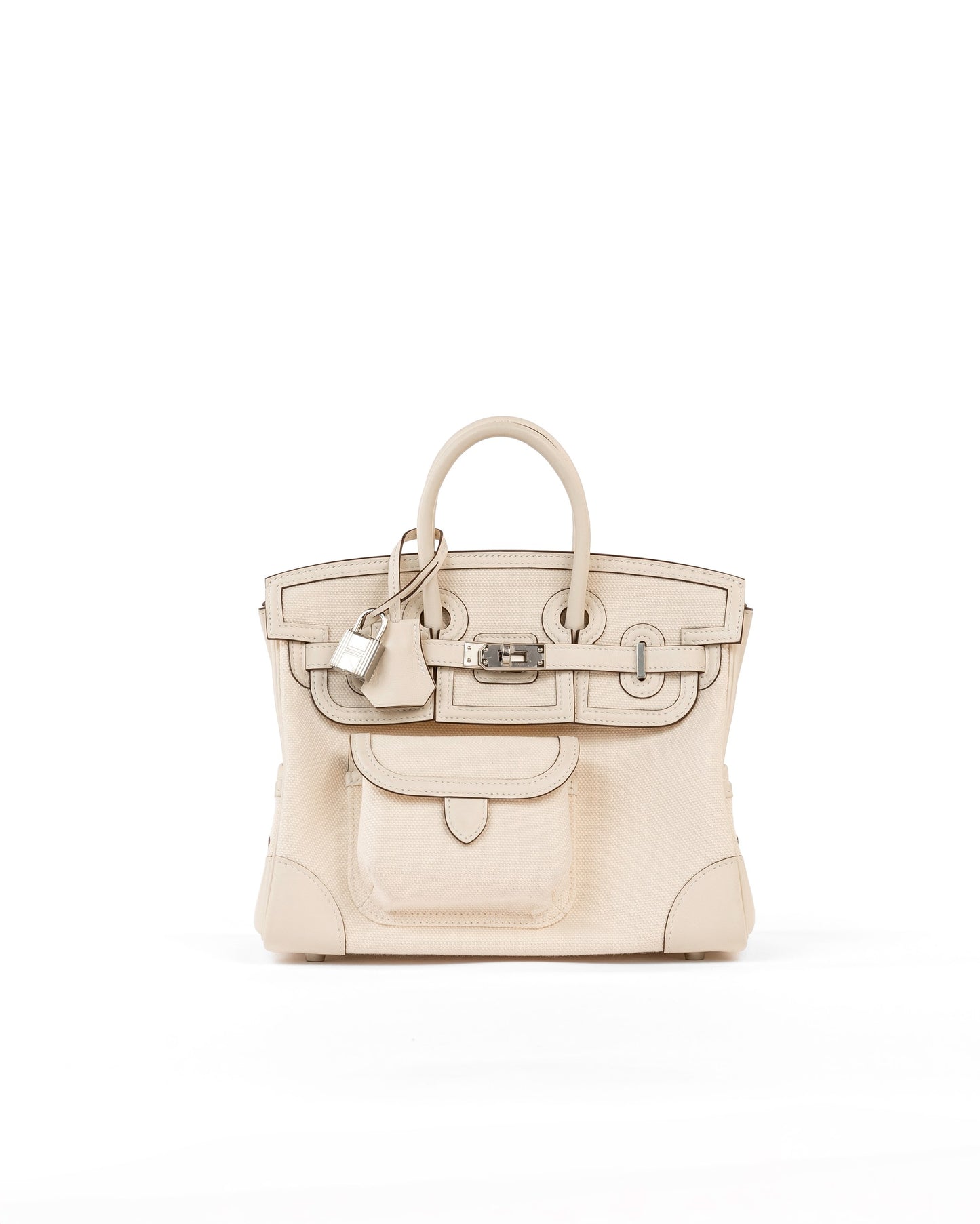 Birkin 25 Cargo Nata Canvas and Swift Leather with Palladium Hardware