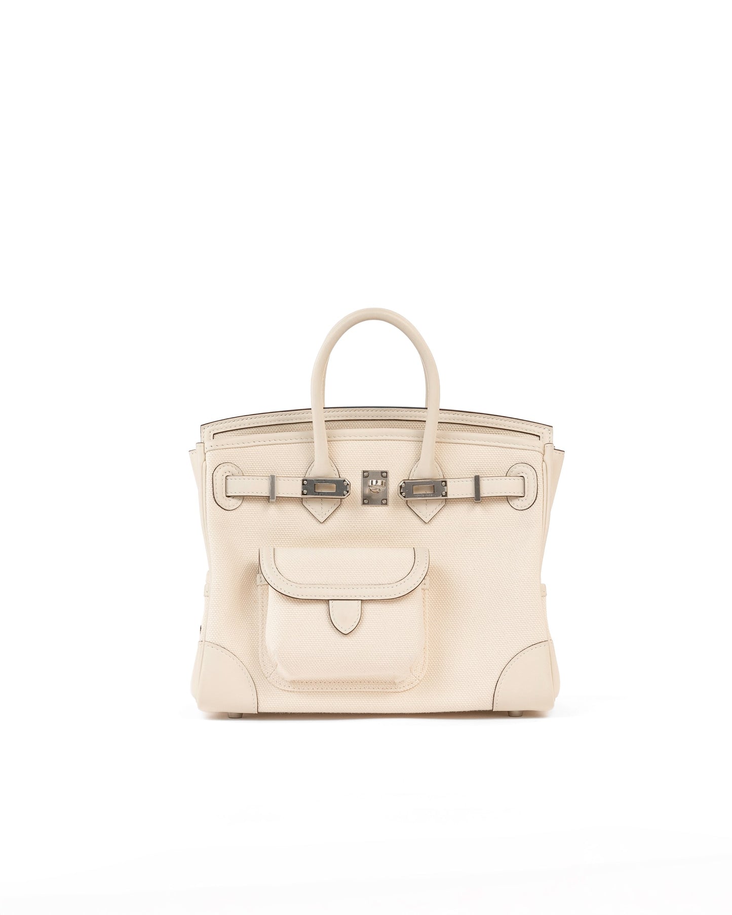 Birkin 25 Cargo Nata Canvas and Swift Leather with Palladium Hardware