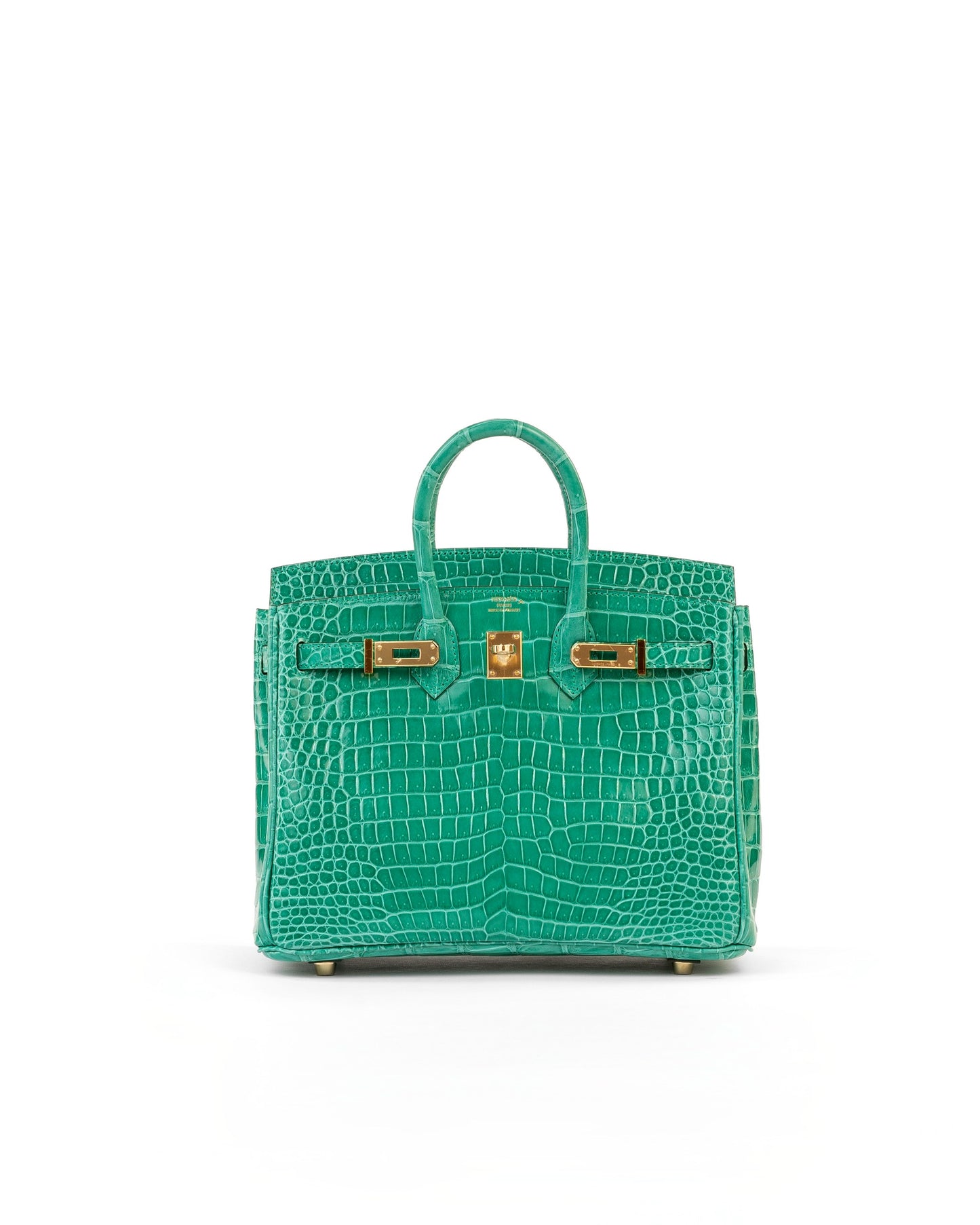 Birkin 25cm Vert Jade Crocodile Porosus with Gold Hardware