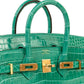 Birkin 25cm Vert Jade Crocodile Porosus with Gold Hardware