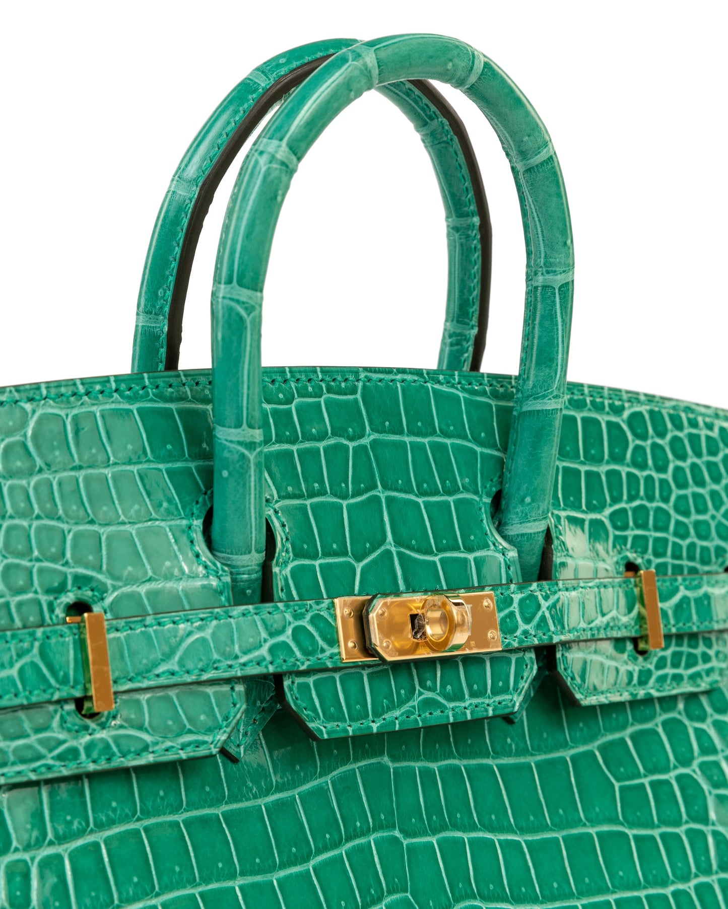 Birkin 25cm Vert Jade Crocodile Porosus with Gold Hardware