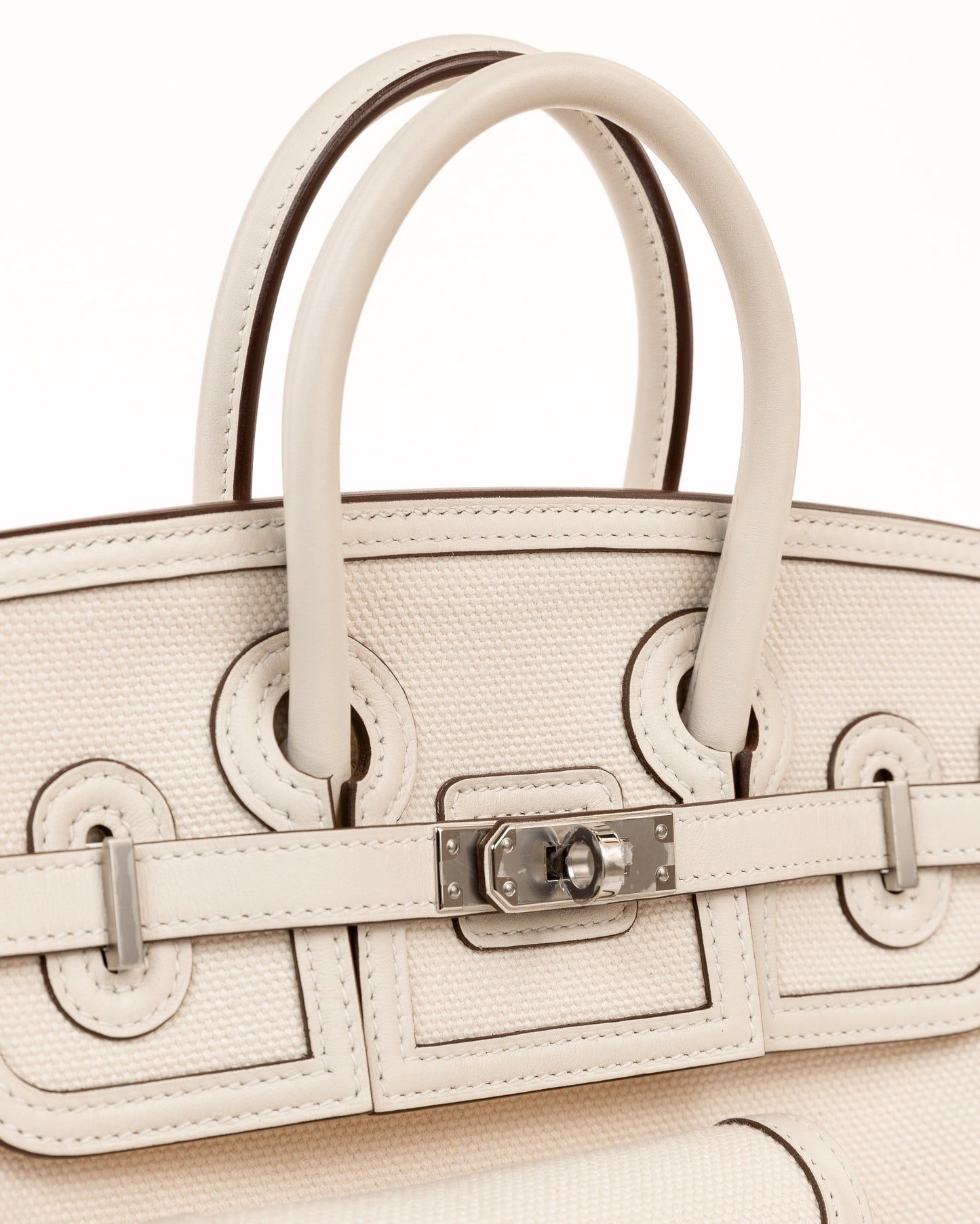 Birkin 25 Cargo Nata Canvas and Swift Leather with Palladium Hardware