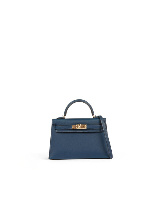 Kelly 20 Bleu De Prusse Epsom with Gold Hardware