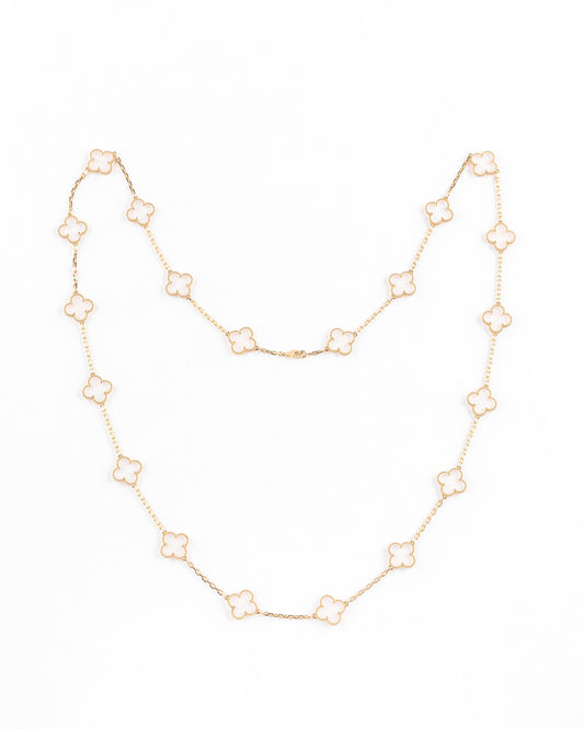 Van Cleef & Arpels Vintage Alhambra Rare Rock Crystal 20 Motif Necklace Yellow Gold