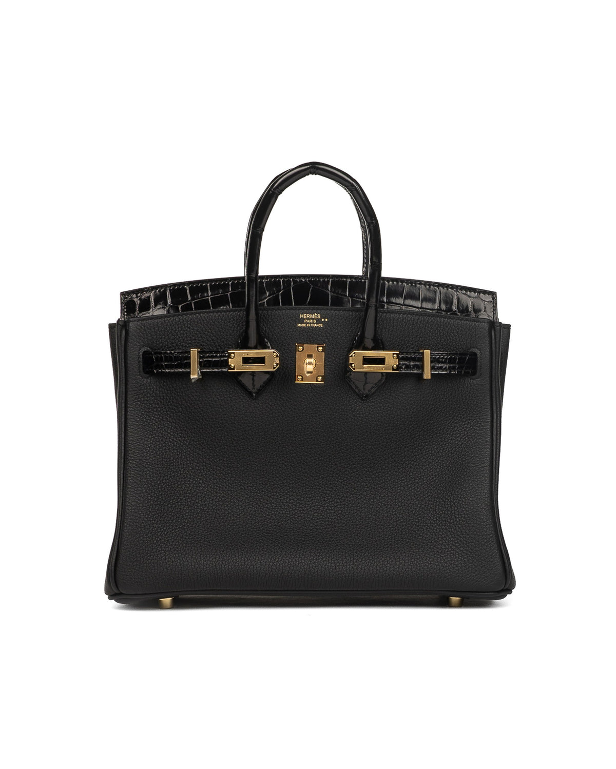 Birkin 25 Touch in Black Togo and Shiny Alligator with Gold Hardware
