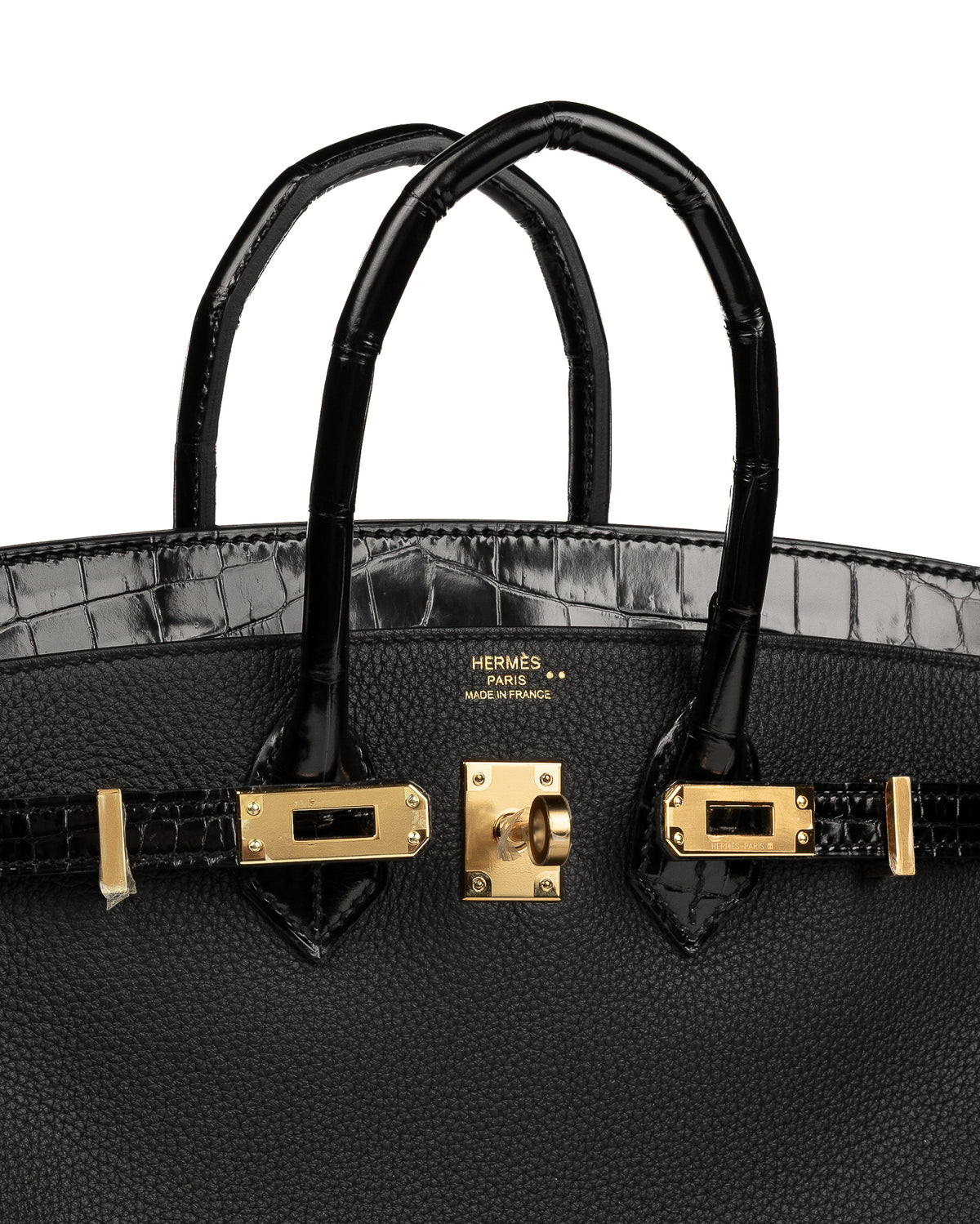 Birkin 25 Touch in Black Togo and Shiny Alligator with Gold Hardware