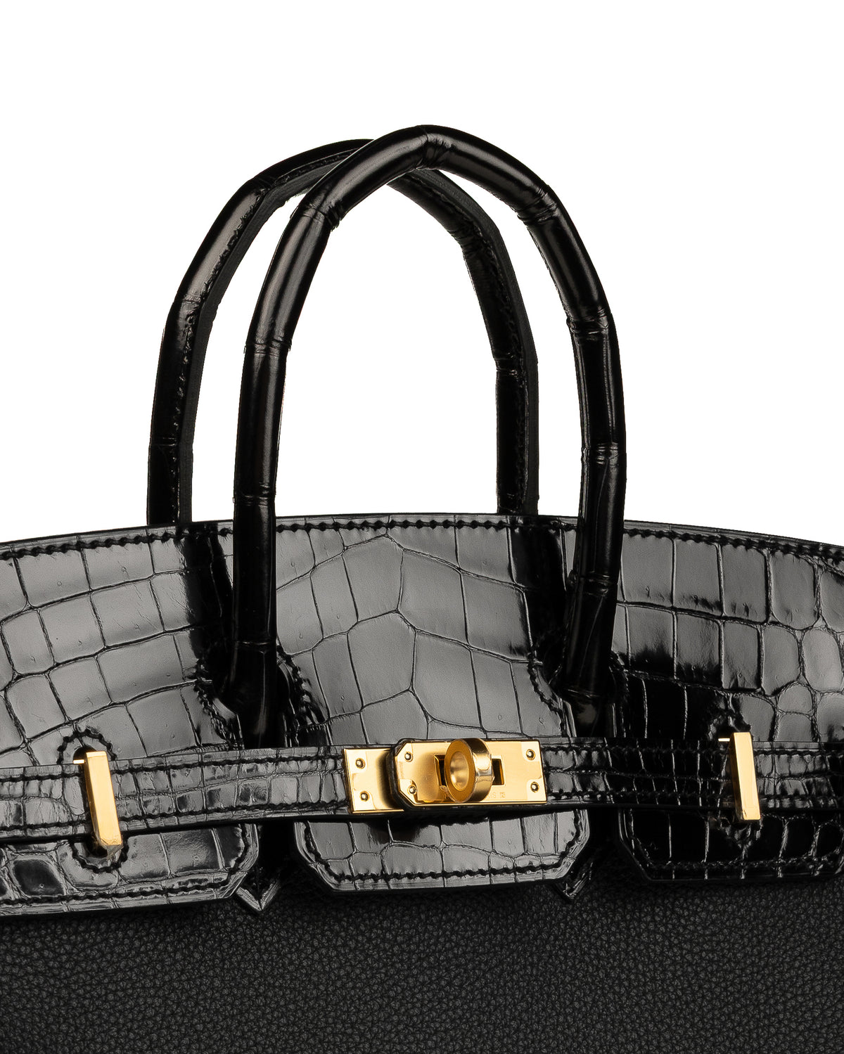 Birkin 25 Touch in Black Togo and Shiny Alligator with Gold Hardware