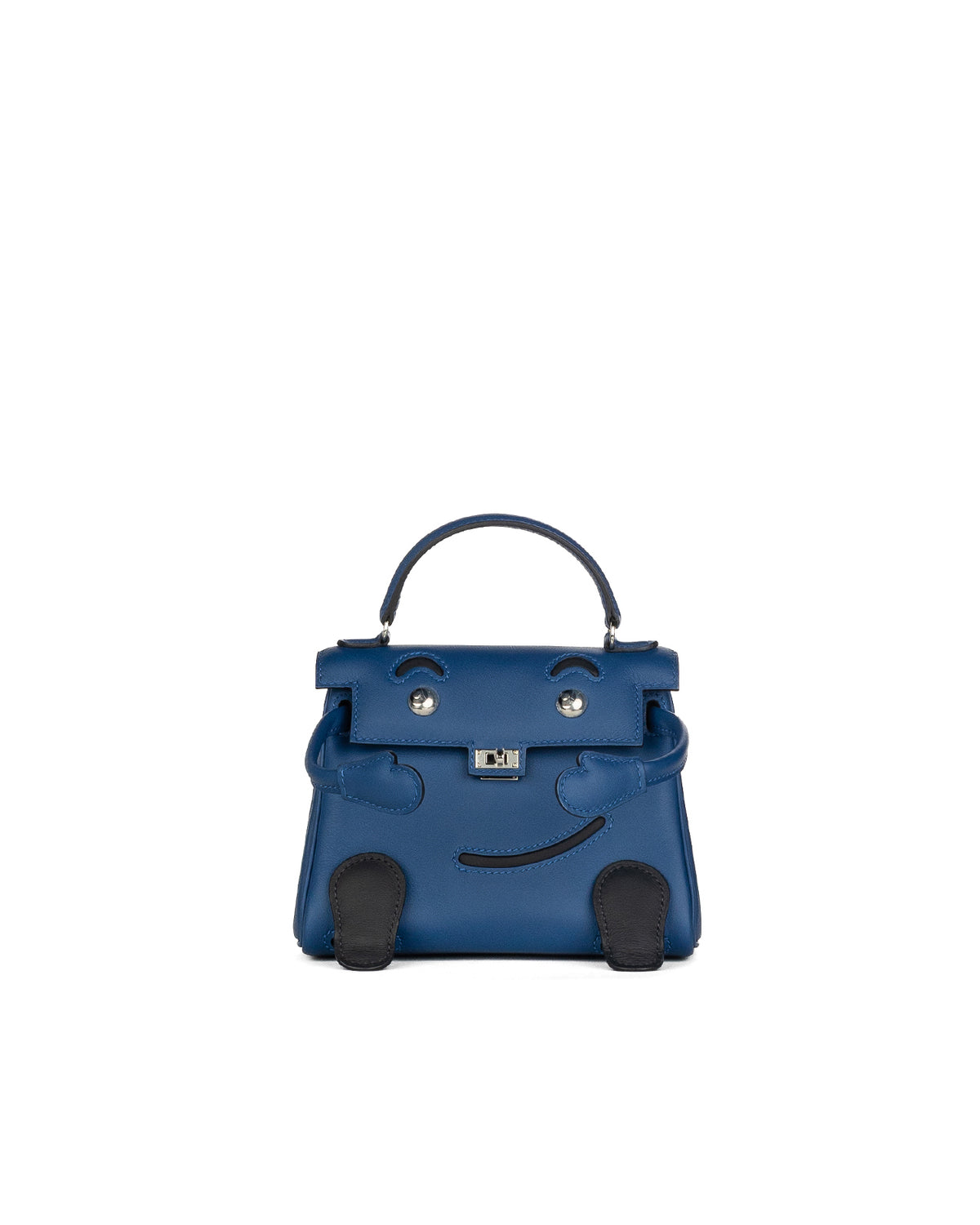 Hermès Kelly Doll Quelle Idole in Blue tie and Caban Swift Leather with Palladium Hardware