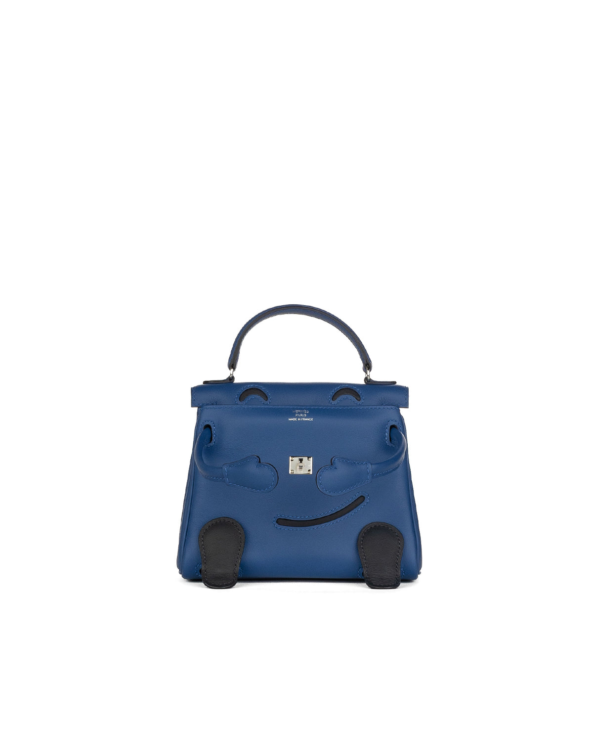 Hermès Kelly Doll Quelle Idole in Blue tie and Caban Swift Leather with Palladium Hardware