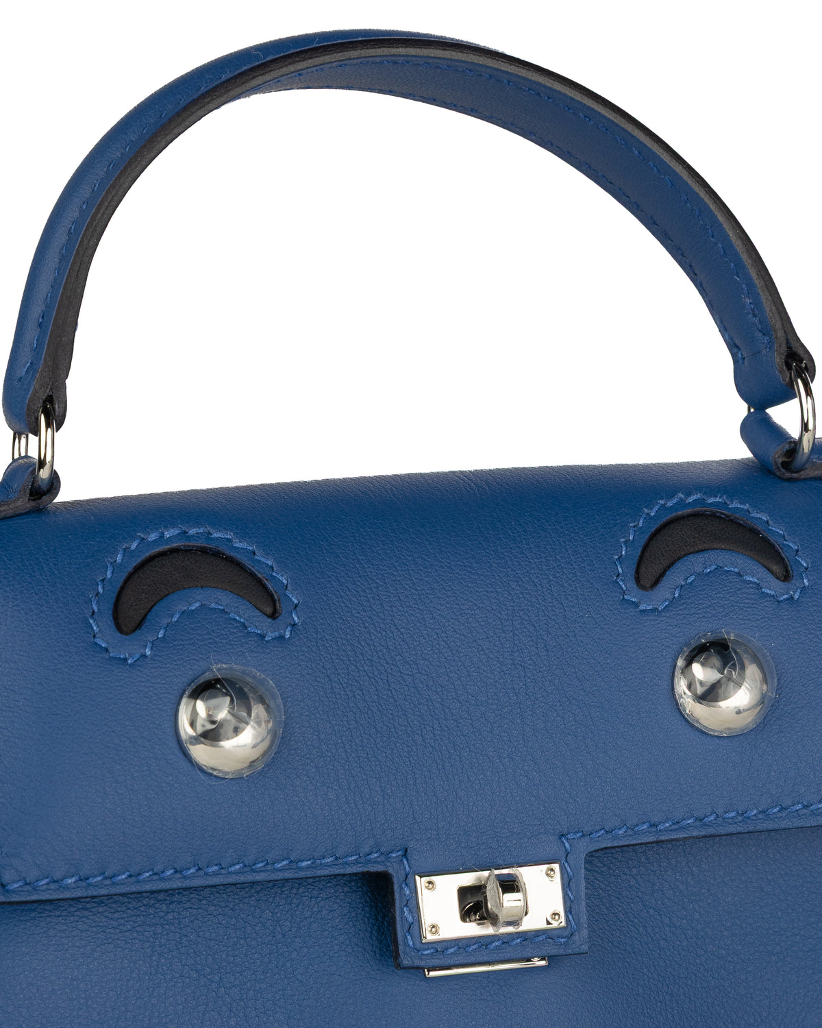 Hermès Kelly Doll Quelle Idole in Blue tie and Caban Swift Leather with Palladium Hardware