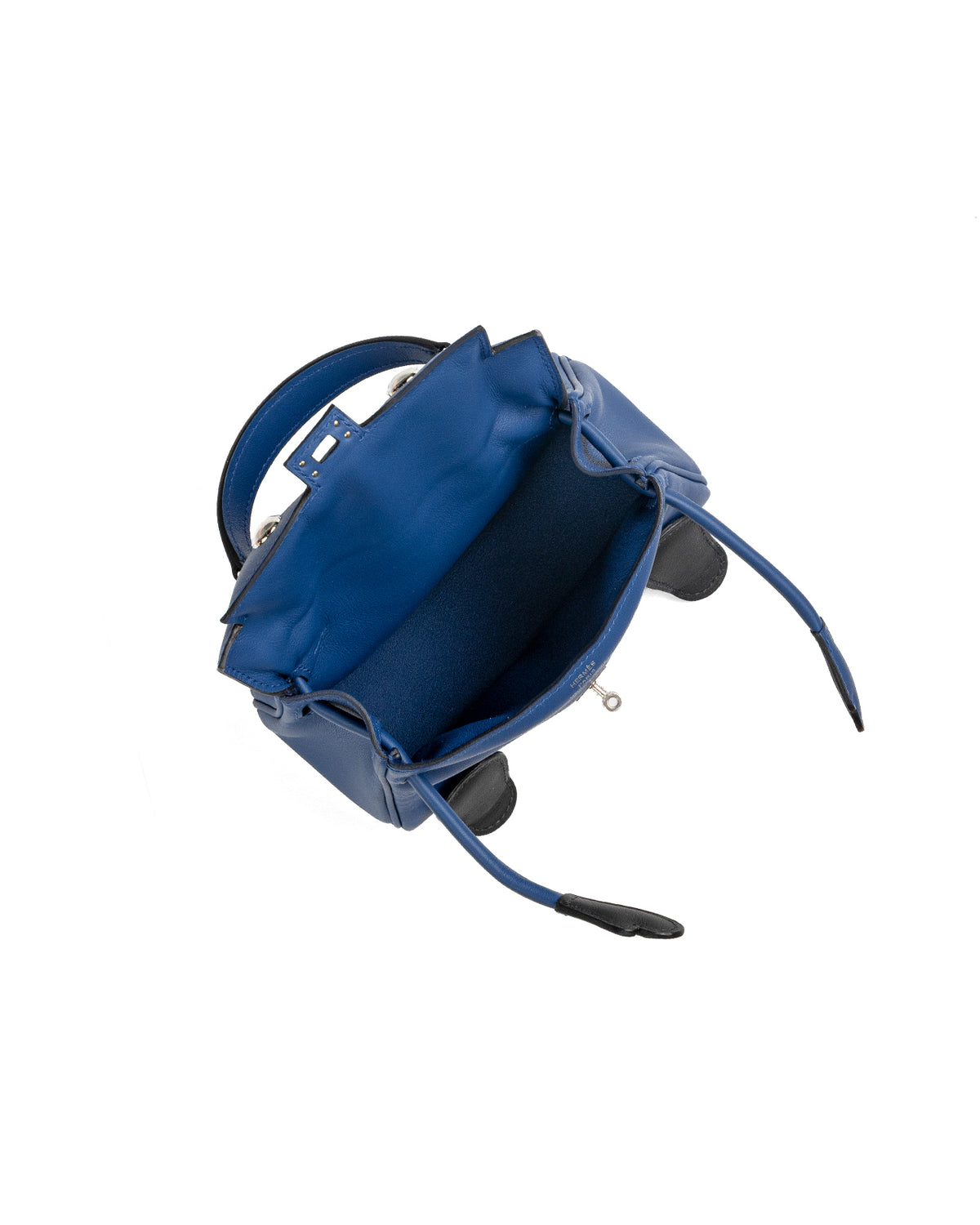 Hermès Kelly Doll Quelle Idole in Blue tie and Caban Swift Leather with Palladium Hardware
