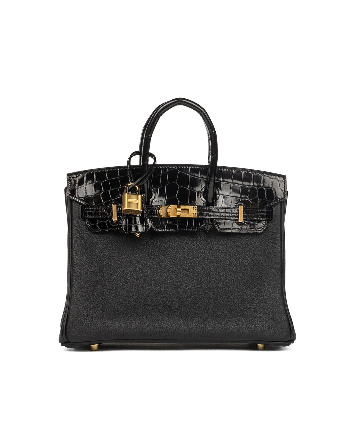Birkin 25 Touch in Black Togo and Shiny Alligator with Gold Hardware