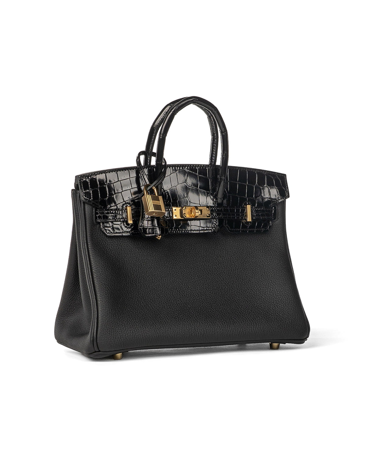 Birkin 25 Touch in Black Togo and Shiny Alligator with Gold Hardware