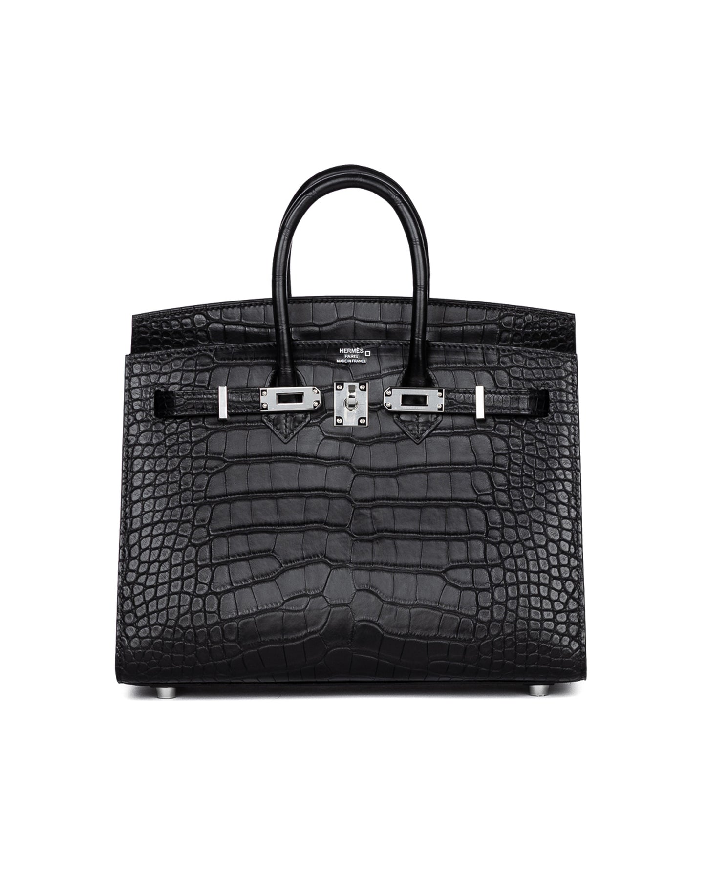 Birkin 25 Sellier Black Matte Alligator with Palladium Hardware