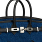 Birkin 25 Cargo in Denim and Black Swift Leather with Palladium Hardware