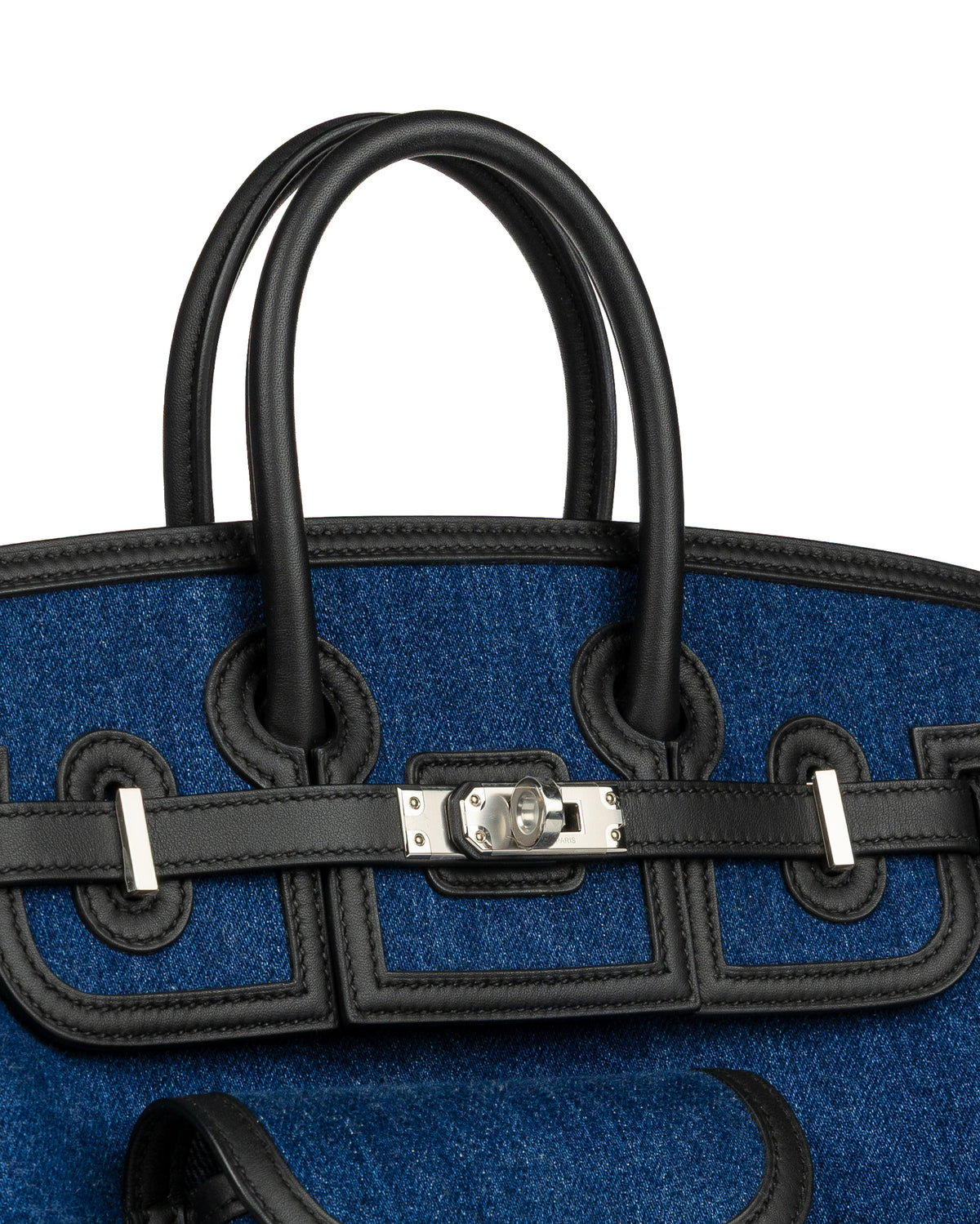 Birkin 25 Cargo in Denim and Black Swift Leather with Palladium Hardware