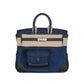 Birkin 25 Cargo in Denim and Black Swift Leather with Palladium Hardware