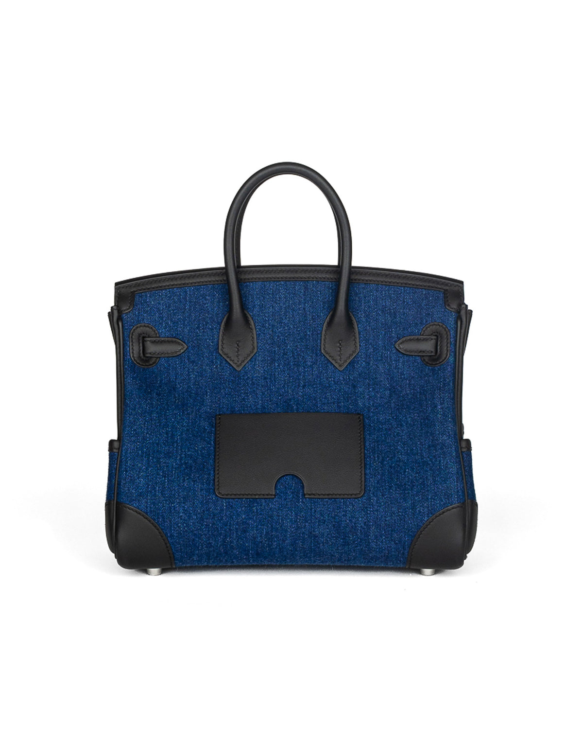 Birkin 25 Cargo in Denim and Black Swift Leather with Palladium Hardware