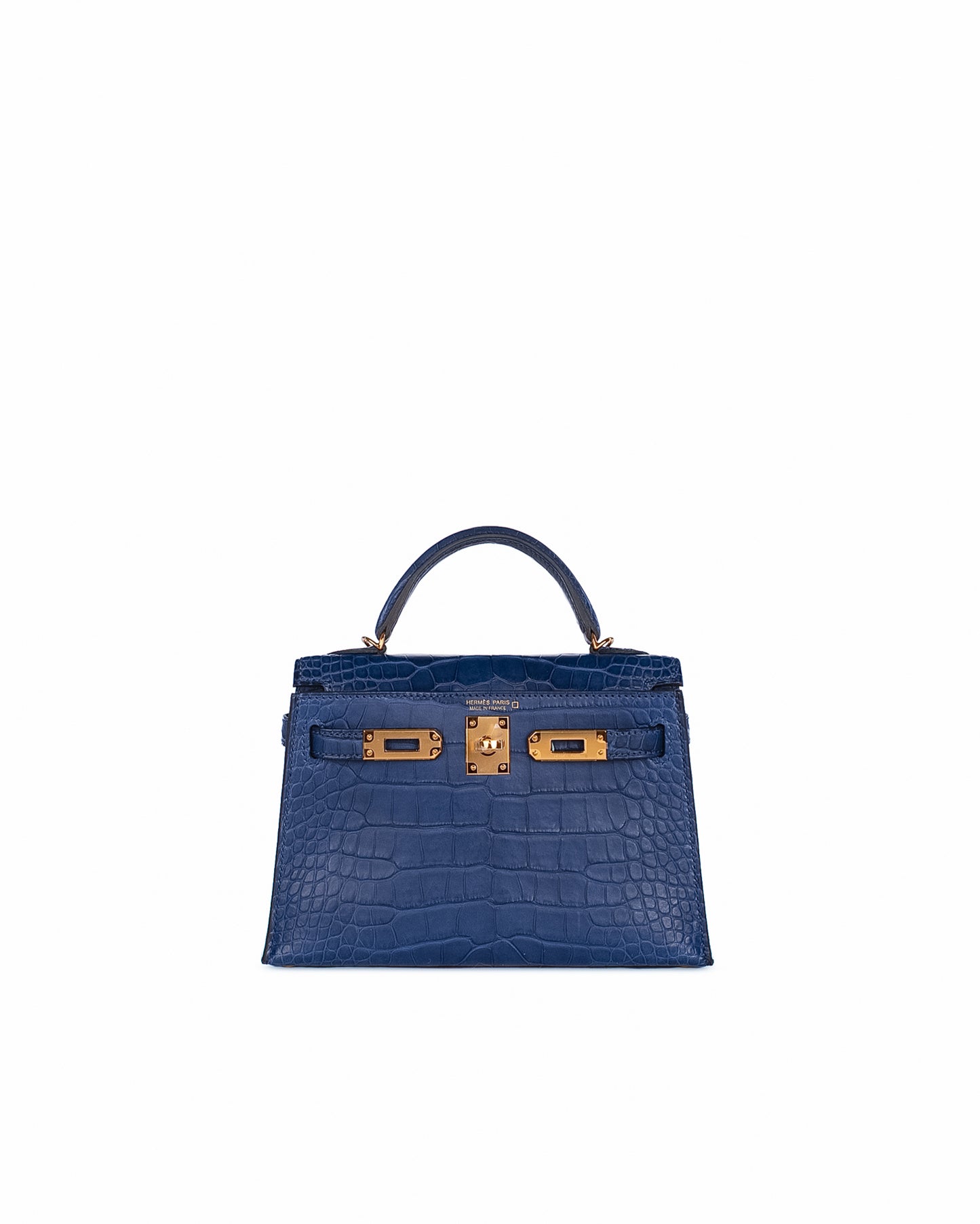 Kelly 20 Blue Saphir in Matte Alligator Leather with Gold hardware