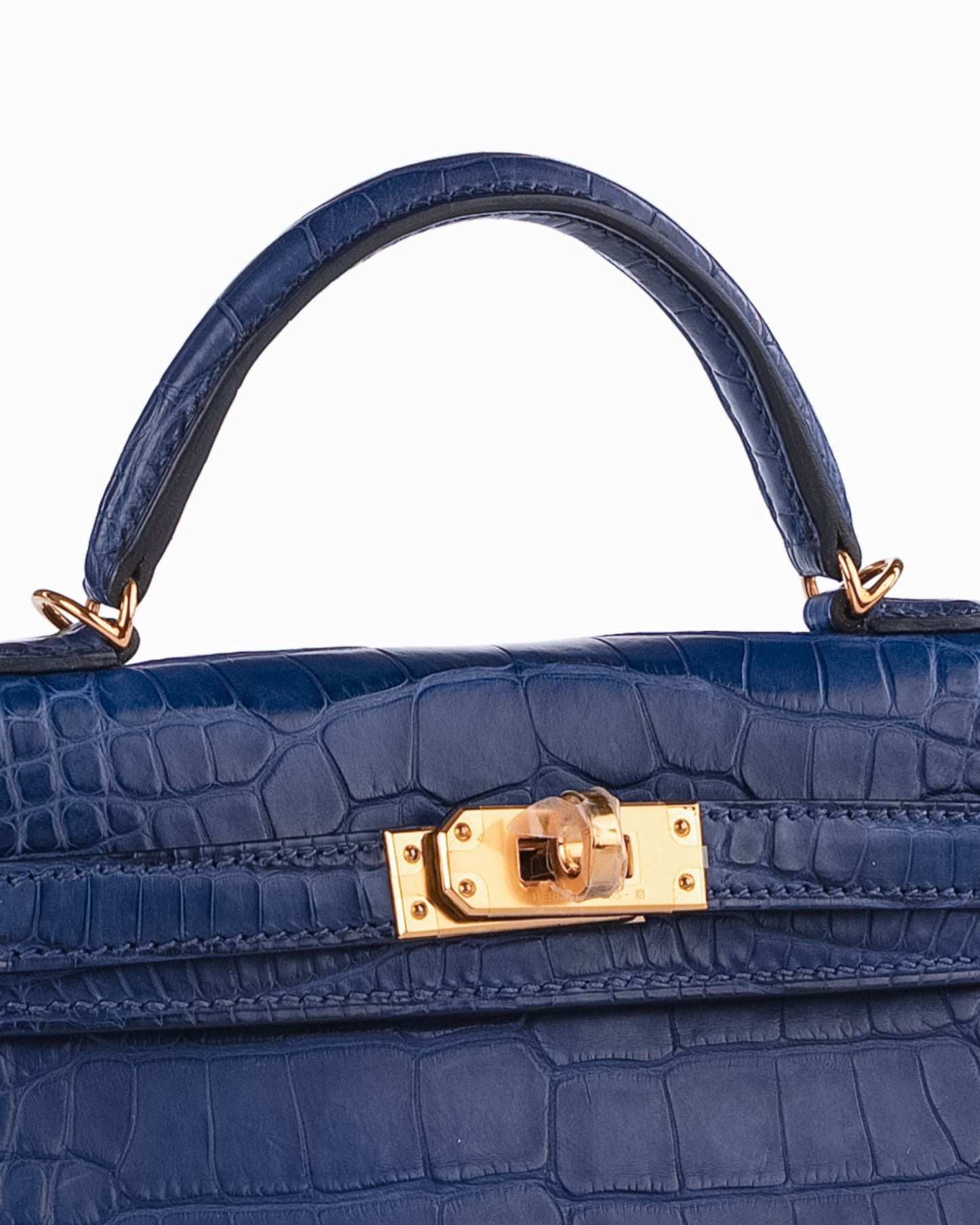 Kelly 20 Blue Saphir in Matte Alligator Leather with Gold hardware