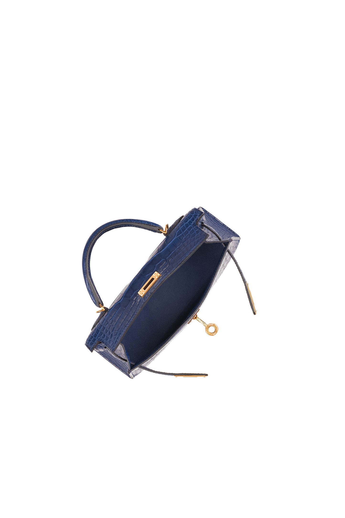 Kelly 20 Blue Saphir in Matte Alligator Leather with Gold hardware