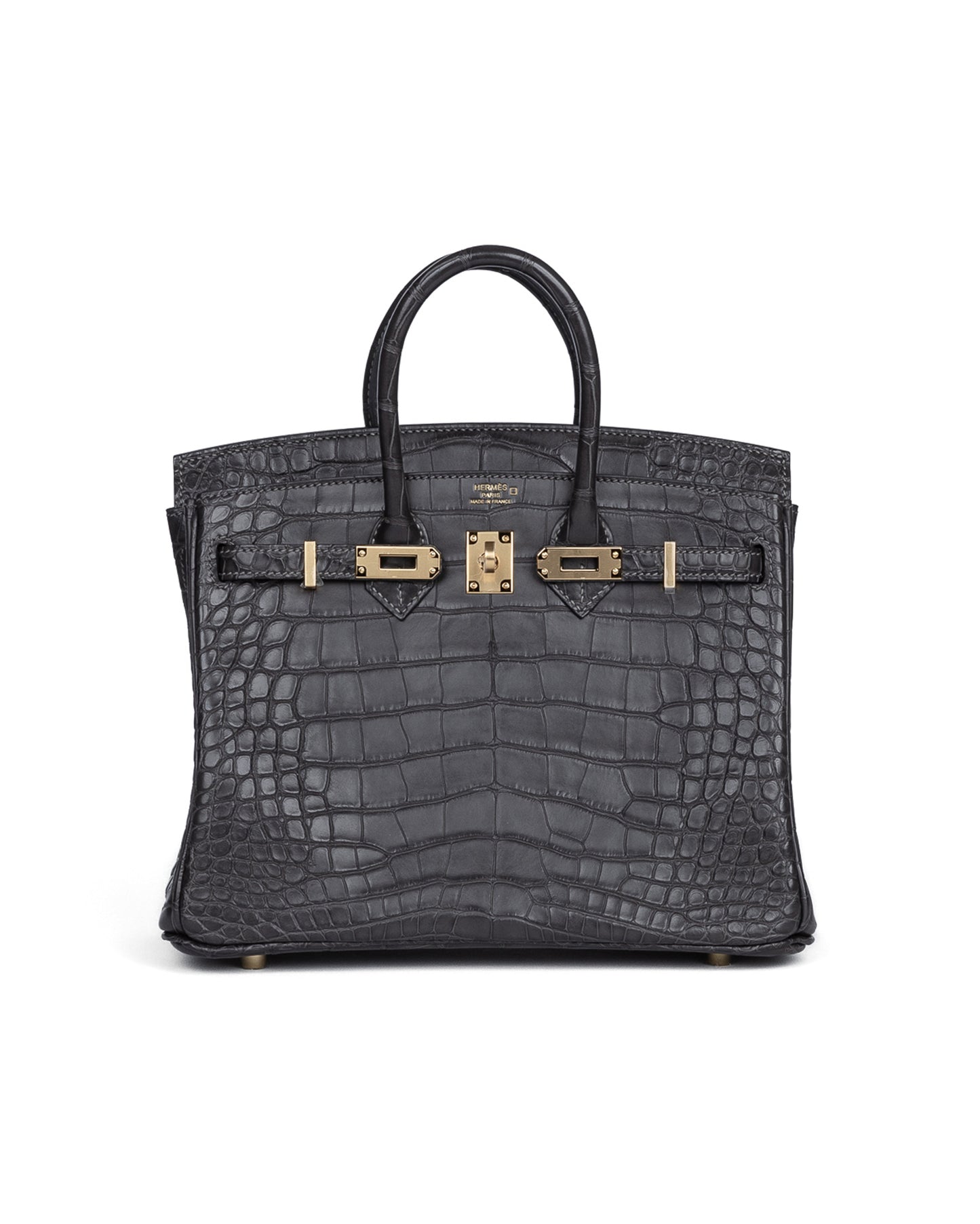 Birkin 25 Graphite in Matte Alligator Leather with Gold Hardware